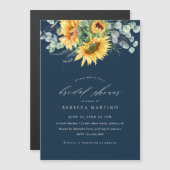 Elegantes rustikales Sonnenblumen-Brautparty Magneteinladung (Vorne/Hinten)