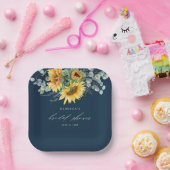 Elegantes rustikales Sonnenblumen-Brautparty Pappteller (Party)