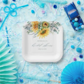 Elegantes rustikales Sonnenblumen-Brautparty Pappteller (Party)