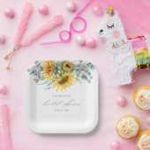 Elegantes rustikales Sonnenblumen-Brautparty Pappteller (Party)