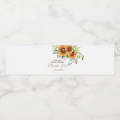 Elegantes rustikales Sonnenblumen Brautparty Wasse Wasserflaschenetikett (Einzelnes Label)