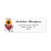 Elegantes Rustikales Sonnenblumen-Burgundy-Script (Vorne)