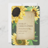 Elegantes Rustikales Sonnenblumen Moss Green Foto Einladung (Vorderseite)