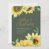 Elegantes Rustikales Sonnenblumen Moss Green Foto Einladung (Vorderseite)