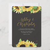 Elegantes Rustikales Sonnenblumen Schwarzes Foto H Einladung (Vorderseite)