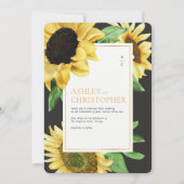 Elegantes Rustikales Sonnenblumen Schwarzes Foto H Einladung (Vorderseite)