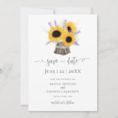 Elegantes rustikales Sonnenblumen Tree Bark Flora  Save The Date (Vorderseite)