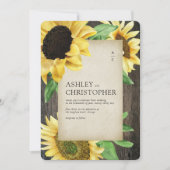 Elegantes Rustikales Sonnenblumenholz-Foto Hochzei Einladung (Vorderseite)