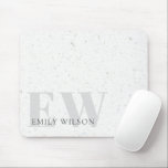 Elegantes rustikales Terrazzo Stone Gray Name Mono Mousepad<br><div class="desc">Wenn Sie weitere Anpassungen benötigen,  schreiben Sie mir bitte an yellowfebstudio@gmail.com.</div>