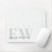 Elegantes rustikales Terrazzo Stone Gray Name Mono Mousepad (Mit Mouse)