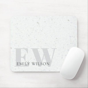 Elegantes rustikales Terrazzo Stone Gray Name Mono Mousepad