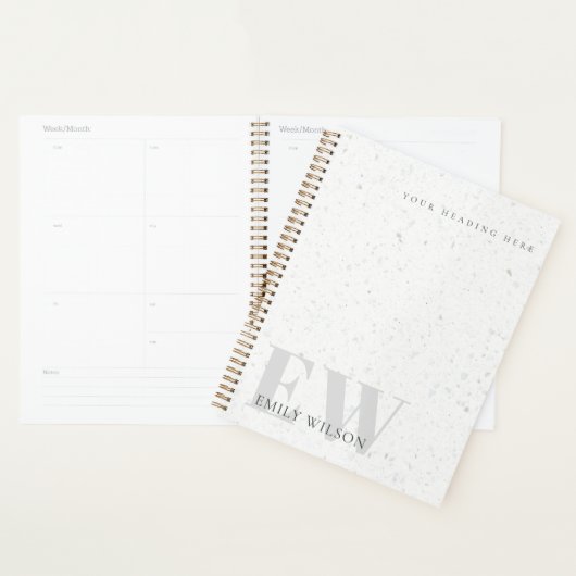 Elegantes rustikales Terrazzo Stone Gray Name Mono Planer (Anzeige)