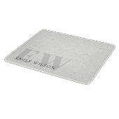 Elegantes rustikales Terrazzo Stone Gray Name Mono Schneidebrett (Ecke)