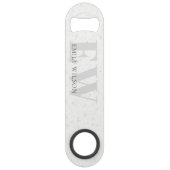 Elegantes rustikales Terrazzo Stone Gray Name Mono Speed Flaschenöffner (Rückseite)