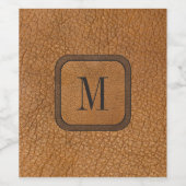 Elegantes Rustikales Vintag Ledermonogramm Weinetikett (Einzelnes Label)