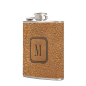 Elegantes rustikales Vintages, modernes Ledermonog Flachmann (Links)