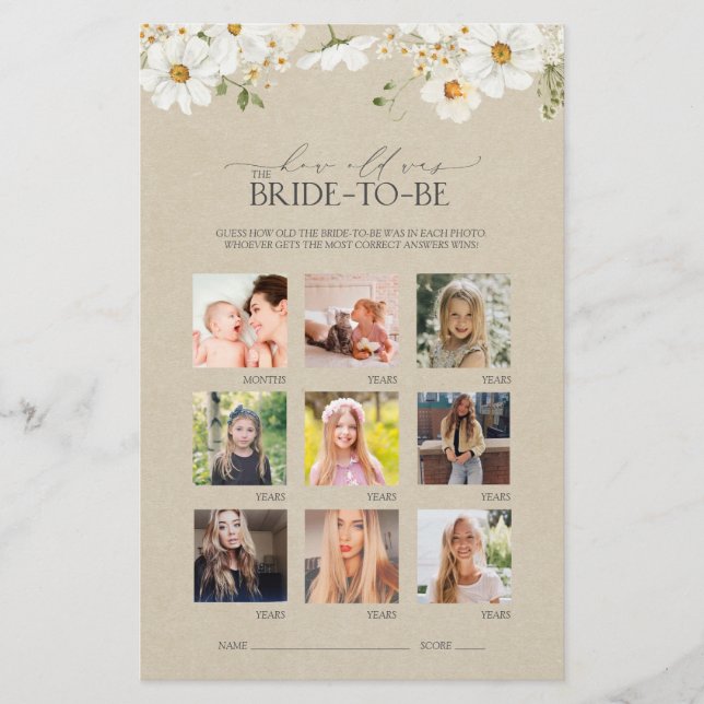 Elegantes Rustikales Wasserfarbenspiel Daisy Braut (Vorderseite)