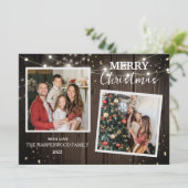 Elegantes Rustikales Weihnachtsfest 2 Foto Feiertagskarte (Stehend Vorderseite)