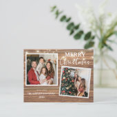 Elegantes Rustikales Weihnachtsfest 2 Foto Feiertagspostkarte (Stehend Vorderseite)