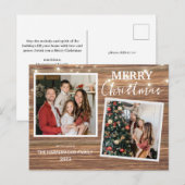 Elegantes Rustikales Weihnachtsfest 2 Foto Feiertagspostkarte (Vorne/Hinten)