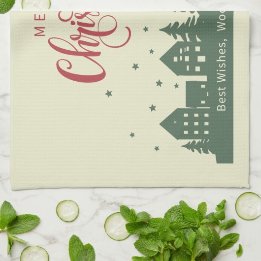 Elegantes rustikales Weihnachtshaus Real Anwesen Geschirrtuch (Gefaltet)