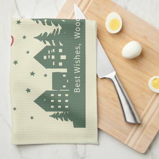 Elegantes rustikales Weihnachtshaus Real Anwesen Geschirrtuch (Viertel Falte)