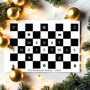 Elegantes Rustikales Weihnachtsschachbrett Feiertagskarte