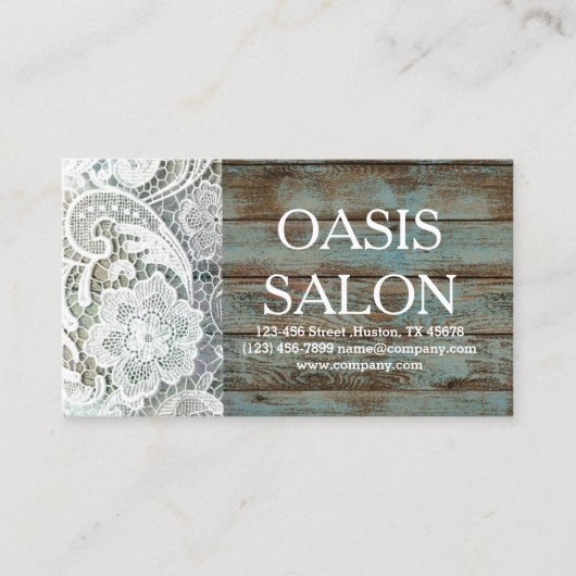 elegantes rustikales, weißes Spitzenholz Visitenkarte (Vorderseite)