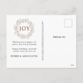 Elegantes Rustikales Werbeunternehmen Feiertagspostkarte (Rückseite)