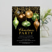 Elegantes Safari Gold Ornament Weihnachten Party Folieneinladung (Stehend vorne)