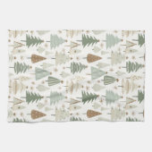 Elegantes Saga-grünes Weihnachtsbaummuster Geschirrtuch (Horizontal)