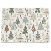 Elegantes Saga-grünes Weihnachtsbaummuster Große Geschenktüte (Vorderseite)