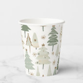 Elegantes Saga-grünes Weihnachtsbaummuster Pappbecher (Rückseite)