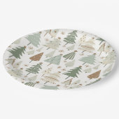 Elegantes Saga-grünes Weihnachtsbaummuster Pappteller (Schrägansicht)