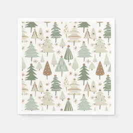 Elegantes Saga-grünes Weihnachtsbaummuster Serviette