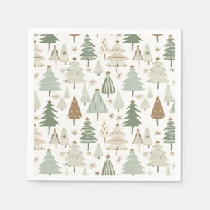 Elegantes Saga-grünes Weihnachtsbaummuster Serviette