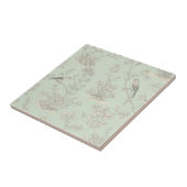 Elegantes Sage Bird Botanisches Toile-Muster Fliese (Seite)