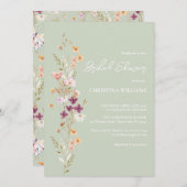 Elegantes Sage Boho Wildblumen Brautparty Einladung (Vorne/Hinten)