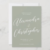 Elegantes Sage Calligraphy Wedding Verlobung Foto Save The Date (Vorderseite)