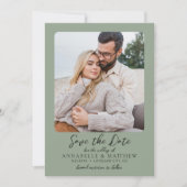 Elegantes Sage Foto Hochzeit Save The Date (Vorderseite)