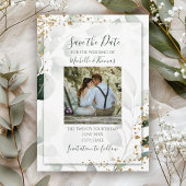 Elegantes Sage Gold Aquarell Eukalyptus-Foto Save The Date