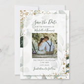 Elegantes Sage Gold Aquarell Eukalyptus-Foto Save The Date (Vorderseite)
