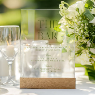 Elegantes Sage Green Acrylic Wedding Bar Menu Sign Acrylschild
