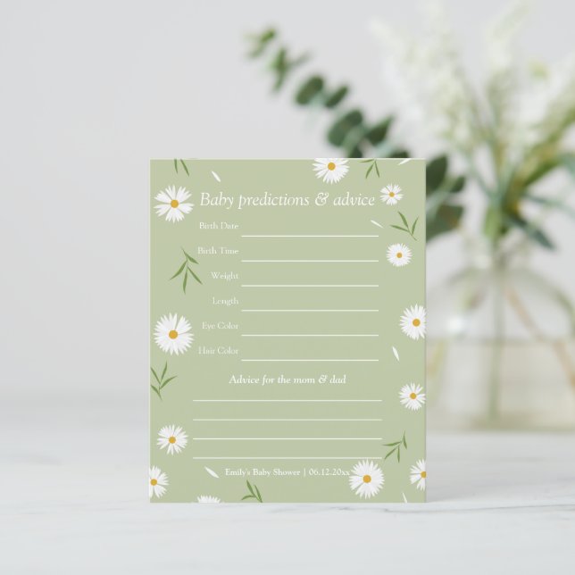 Elegantes Sage Green Baby Shower Guessing Game (Stehend Vorderseite)