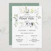 Elegantes Sage Green Blätter Probe Abendessen Foto Einladung (Vorne/Hinten)