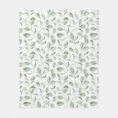 Elegantes Sage Green Blätter Wasserfarben Muster Fleecedecke (Vorderseite)