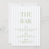 Elegantes Sage Green & Blue Striped Wedding Bar Si Einladung (Vorderseite)