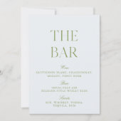 Elegantes Sage Green & Blue Wedding Bar Sign Einladung (Vorderseite)