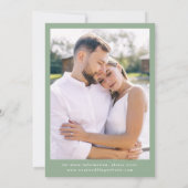Elegantes Sage Green Bow Foto Hochzeit Save The Date (Rückseite)