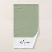 Elegantes Sage Green Calligraphy Name Bath Handtuc Badhandtuch Set (Handtuch)